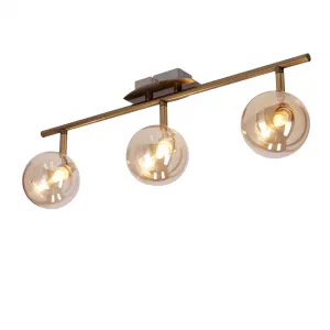 Stropná lampa Lentini patinovaná páska 3x40W g9 jantárové tienidlo