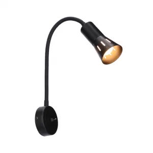 Čierna nastaviteľná nástenná lampa s ramenom + vypínač Arena