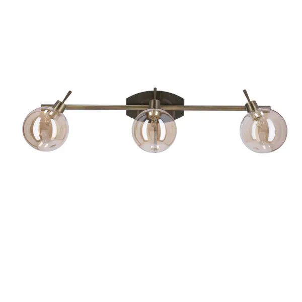 Stropná lampa Lentini patinovaná páska 3x40W g9 jantárové tienidlo