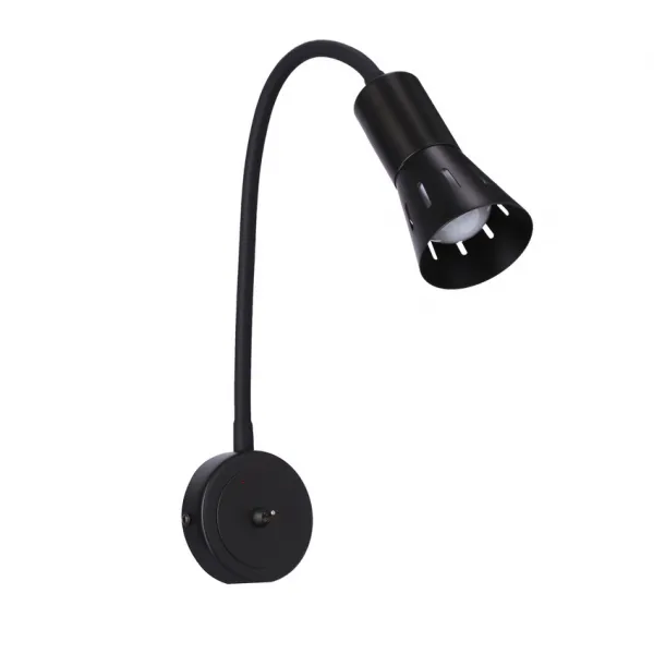 Čierna nastaviteľná nástenná lampa s ramenom + vypínač Arena