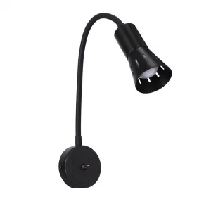 Čierna nastaviteľná nástenná lampa s ramenom + vypínač Arena