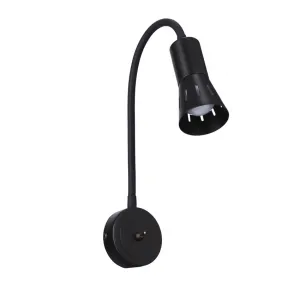 Čierna nastaviteľná nástenná lampa s ramenom + vypínač Arena