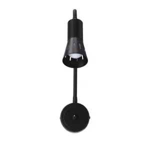 Čierna nastaviteľná nástenná lampa s ramenom + vypínač Arena