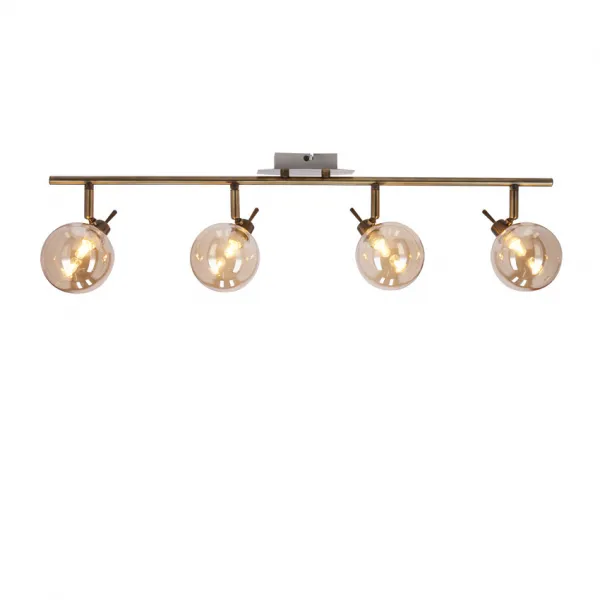Stropná lampa Lentini patinovaná páska 4x40W g9 jantárové tienidlo