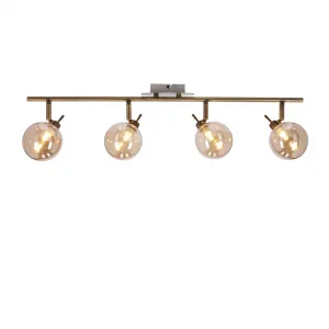 Stropná lampa Lentini patinovaná páska 4x40W g9 jantárové tienidlo