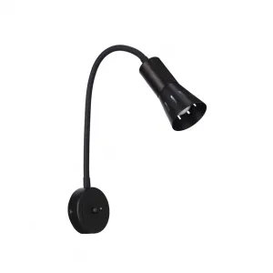 Čierna nastaviteľná nástenná lampa s ramenom + vypínač Arena