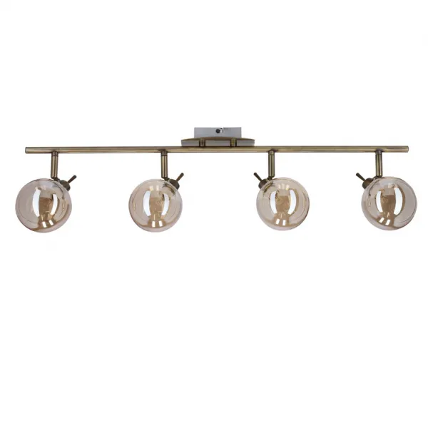 Stropná lampa Lentini patinovaná páska 4x40W g9 jantárové tienidlo