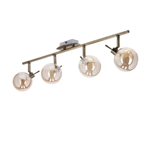 Stropná lampa Lentini patinovaná páska 4x40W g9 jantárové tienidlo