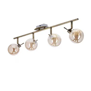 Stropná lampa Lentini patinovaná páska 4x40W g9 jantárové tienidlo