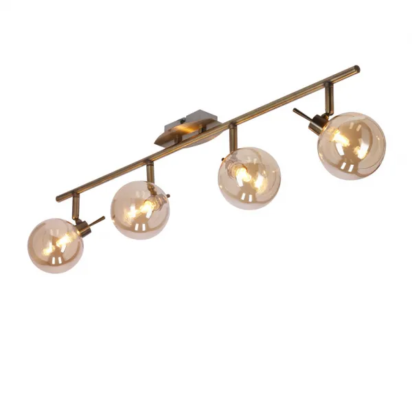 Stropná lampa Lentini patinovaná páska 4x40W g9 jantárové tienidlo
