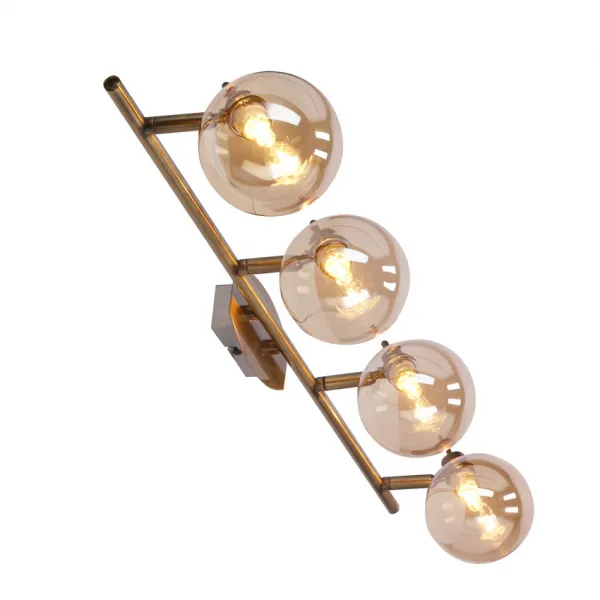 Stropná lampa Lentini patinovaná páska 4x40W g9 jantárové tienidlo