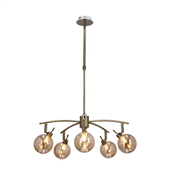 Závesná lampa Lentini patina 5x40w g9 jantárové tienidlo