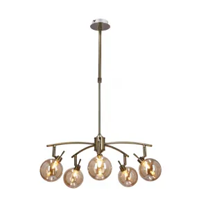 Závesná lampa Lentini patina 5x40w g9 jantárové tienidlo