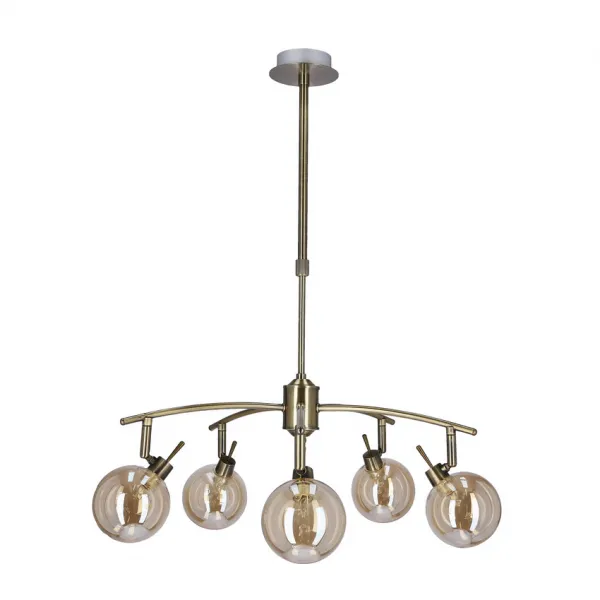 Závesná lampa Lentini patina 5x40w g9 jantárové tienidlo