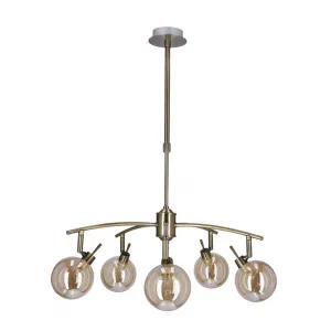 Závesná lampa Lentini patina 5x40w g9 jantárové tienidlo