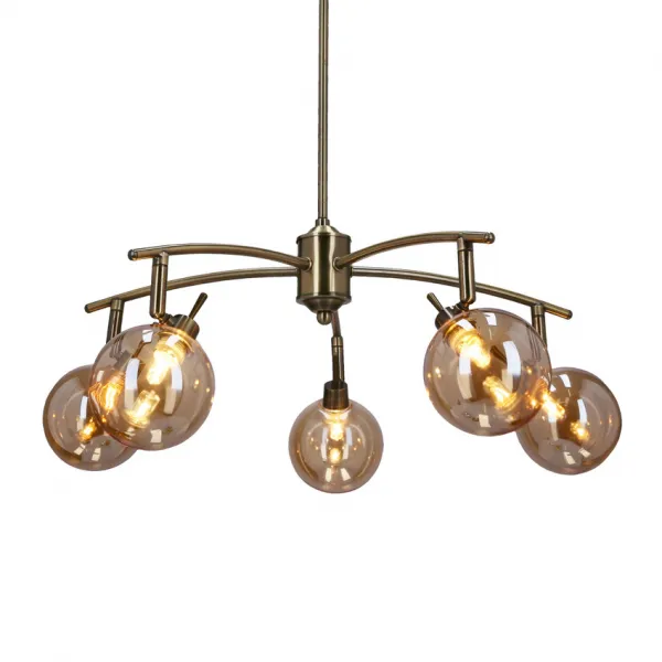 Závesná lampa Lentini patina 5x40w g9 jantárové tienidlo