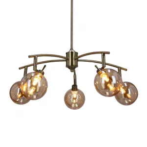 Závesná lampa Lentini patina 5x40w g9 jantárové tienidlo