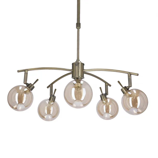Závesná lampa Lentini patina 5x40w g9 jantárové tienidlo