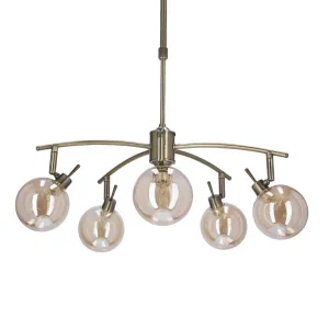 Závesná lampa Lentini patina 5x40w g9 jantárové tienidlo