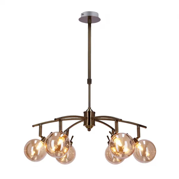 Závesná lampa Lentini patina 6x40w g9 jantárové tienidlo