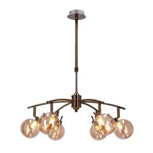 Závesná lampa Lentini patina 6x40w g9 jantárové tienidlo