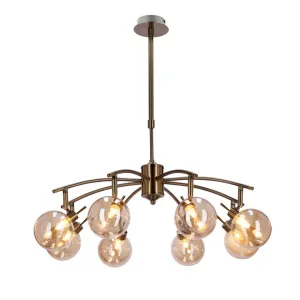 Závesná lampa Lentini patina 8x40w g9 jantárové tienidlo