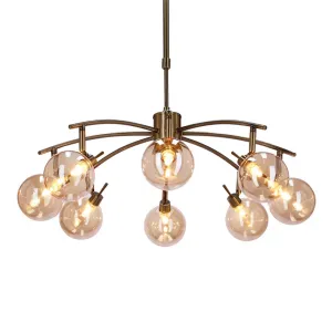 Závesná lampa Lentini patina 8x40w g9 jantárové tienidlo