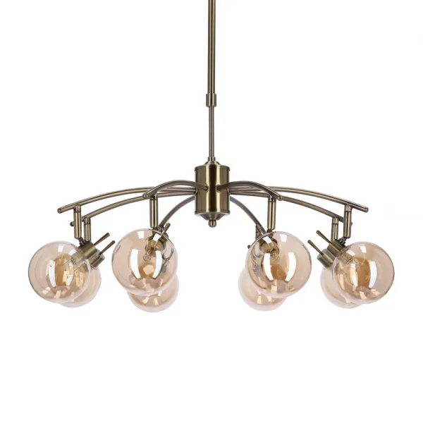 Závesná lampa Lentini patina 8x40w g9 jantárové tienidlo