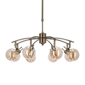 Závesná lampa Lentini patina 8x40w g9 jantárové tienidlo