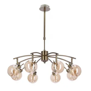 Závesná lampa Lentini patina 8x40w g9 jantárové tienidlo