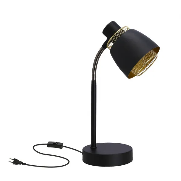 Stolová lampa Aleksandria, tienidlo e14, čierne+zlaté