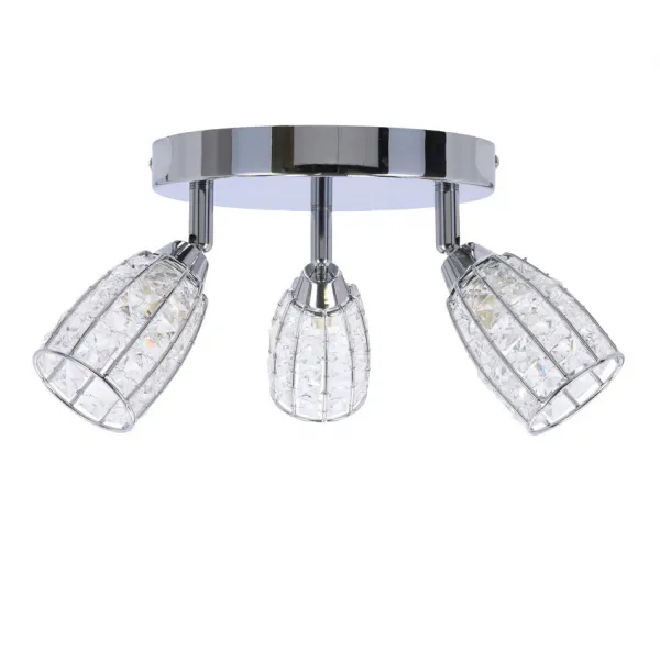 Stropná lampa Shiba chrómový plafón 3x15W tienidlo g9 priehľadné