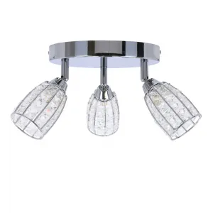 Stropná lampa Shiba chrómový plafón 3x15W tienidlo g9 priehľadné