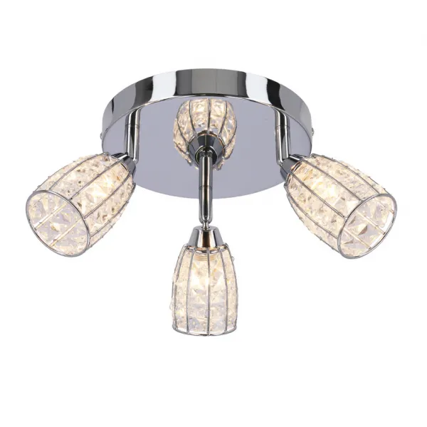 Stropná lampa Shiba chrómový plafón 3x15W tienidlo g9 priehľadné
