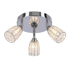 Stropná lampa Shiba chrómový plafón 3x15W tienidlo g9 priehľadné