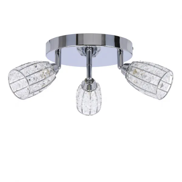 Stropná lampa Shiba chrómový plafón 3x15W tienidlo g9 priehľadné