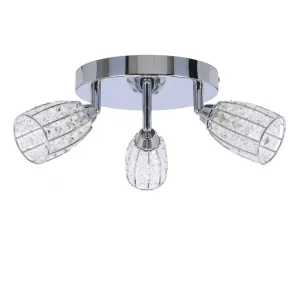 Stropná lampa Shiba chrómový plafón 3x15W tienidlo g9 priehľadné