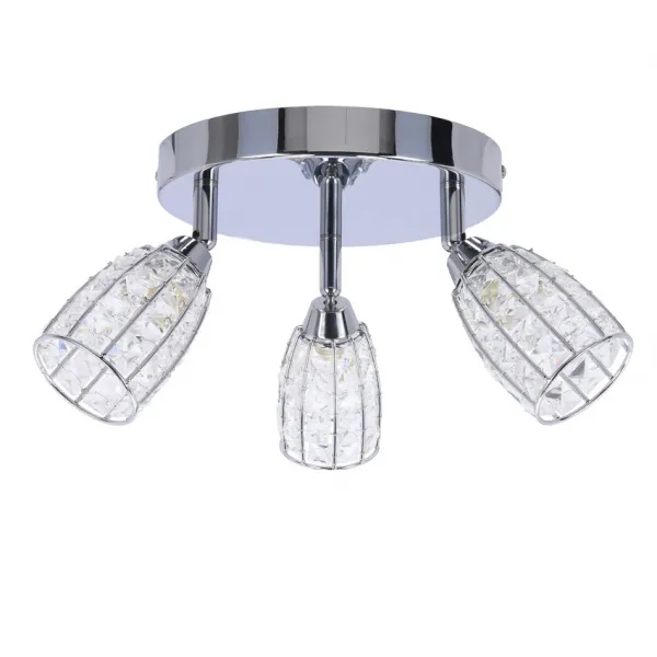 Stropná lampa Shiba chrómový plafón 3x15W tienidlo g9 priehľadné