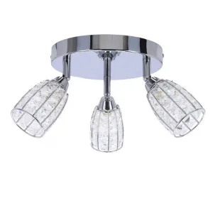 Stropná lampa Shiba chrómový plafón 3x15W tienidlo g9 priehľadné