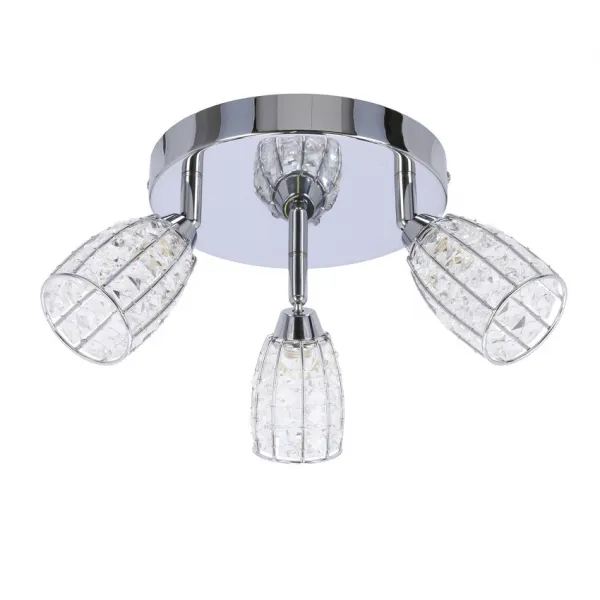 Stropná lampa Shiba chrómový plafón 3x15W tienidlo g9 priehľadné