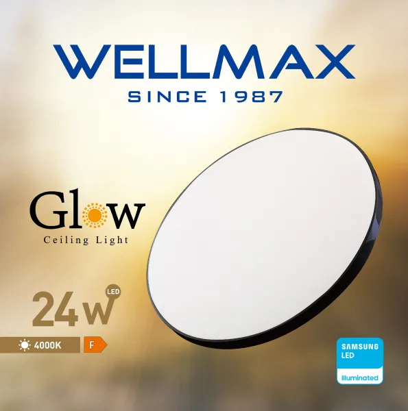 LED stropná lampa GLOW 24W Samsung LED čierna - neutrálna biela