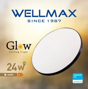 LED stropná lampa GLOW 24W Samsung LED čierna - neutrálna biela