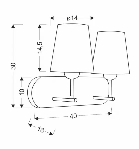 Nástenná lampa Dasti patina 2x60W e27 béžové tienidlo