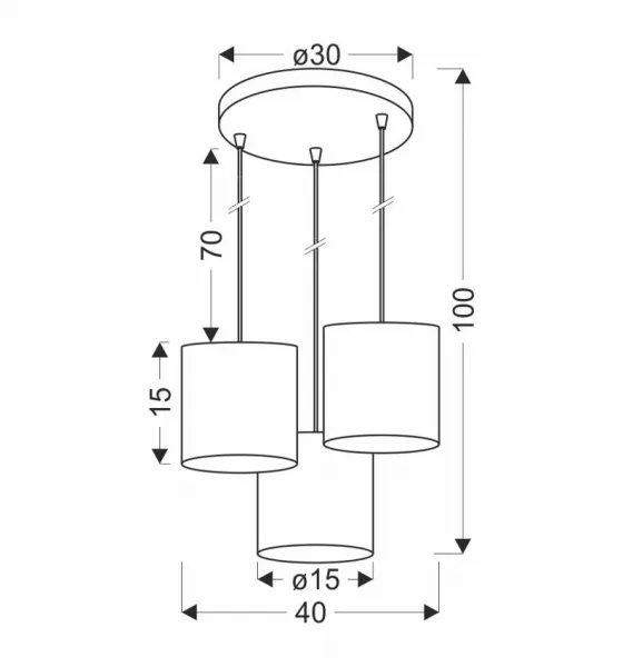 Závesná lampa Legno 15, 3x40W, e27, tienidlo z orechového dreva