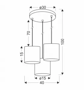 Závesná lampa Legno 15, 3x40W, e27, tienidlo z orechového dreva