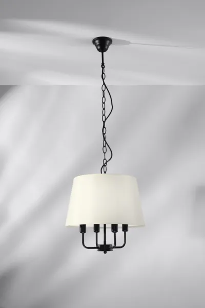 Závesná lampa Pasteri matná čierna 4x40W e14 béžové tienidlo