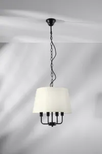 Závesná lampa Pasteri matná čierna 4x40W e14 béžové tienidlo