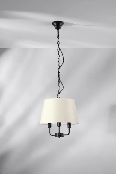 Závesná lampa Pasteri matná čierna 3x40W e14 béžové tienidlo