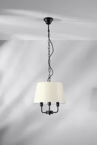 Závesná lampa Pasteri matná čierna 3x40W e14 béžové tienidlo