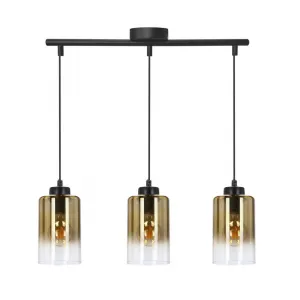 Závesná lampa Aspra čierna 3x60W e27 jantárové tienidlo